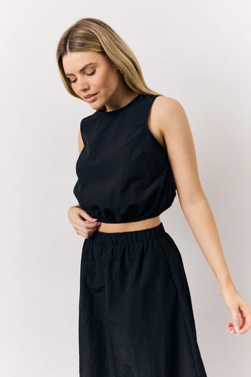 Black Balloon Co-Ord Crop Top